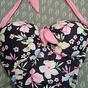 Adorable halter suit w/ boy legs, ruching